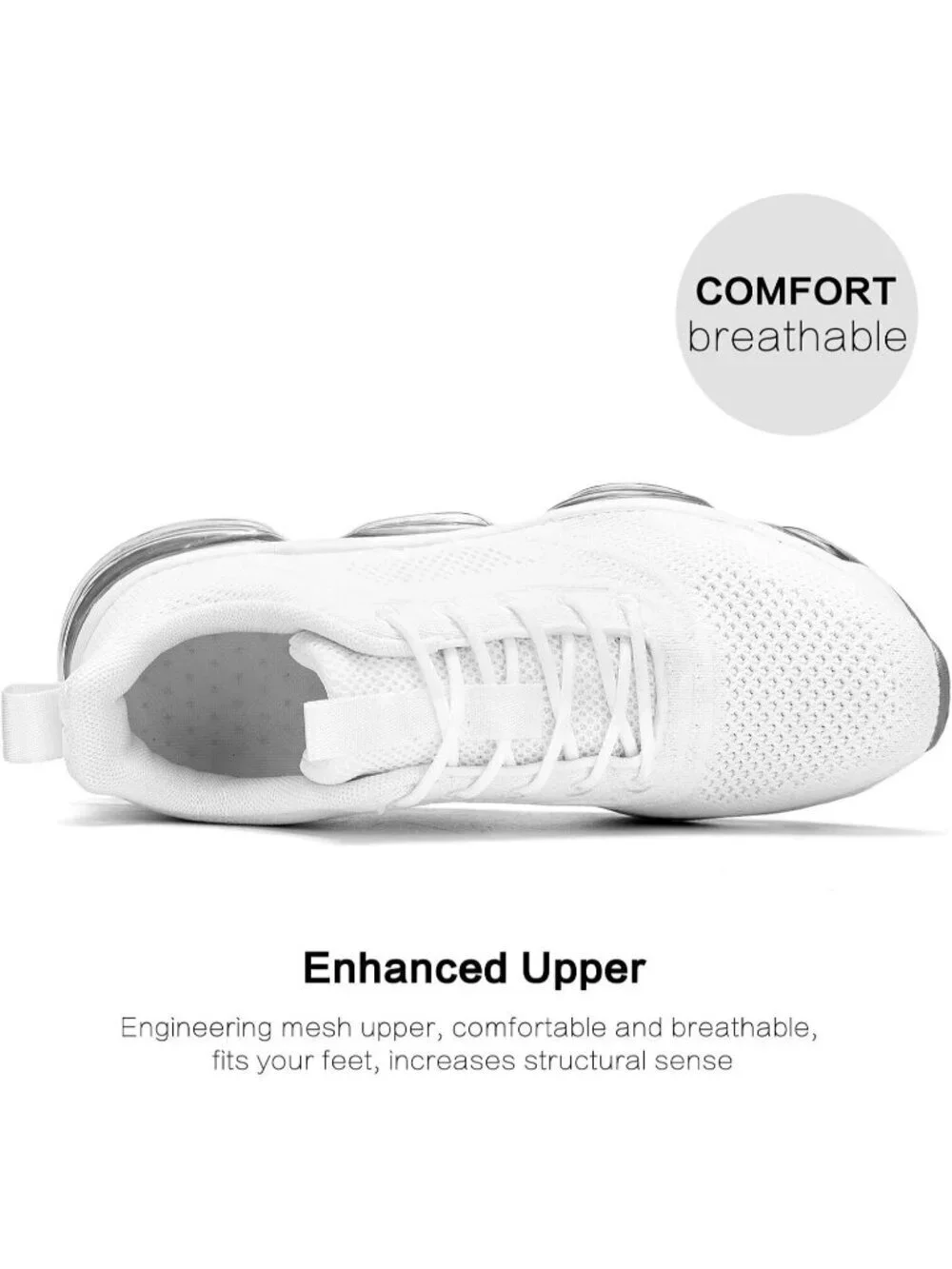 Women's White Air Cushion Basketball Breathable Cross Trainers Fit Sneaker Shoes